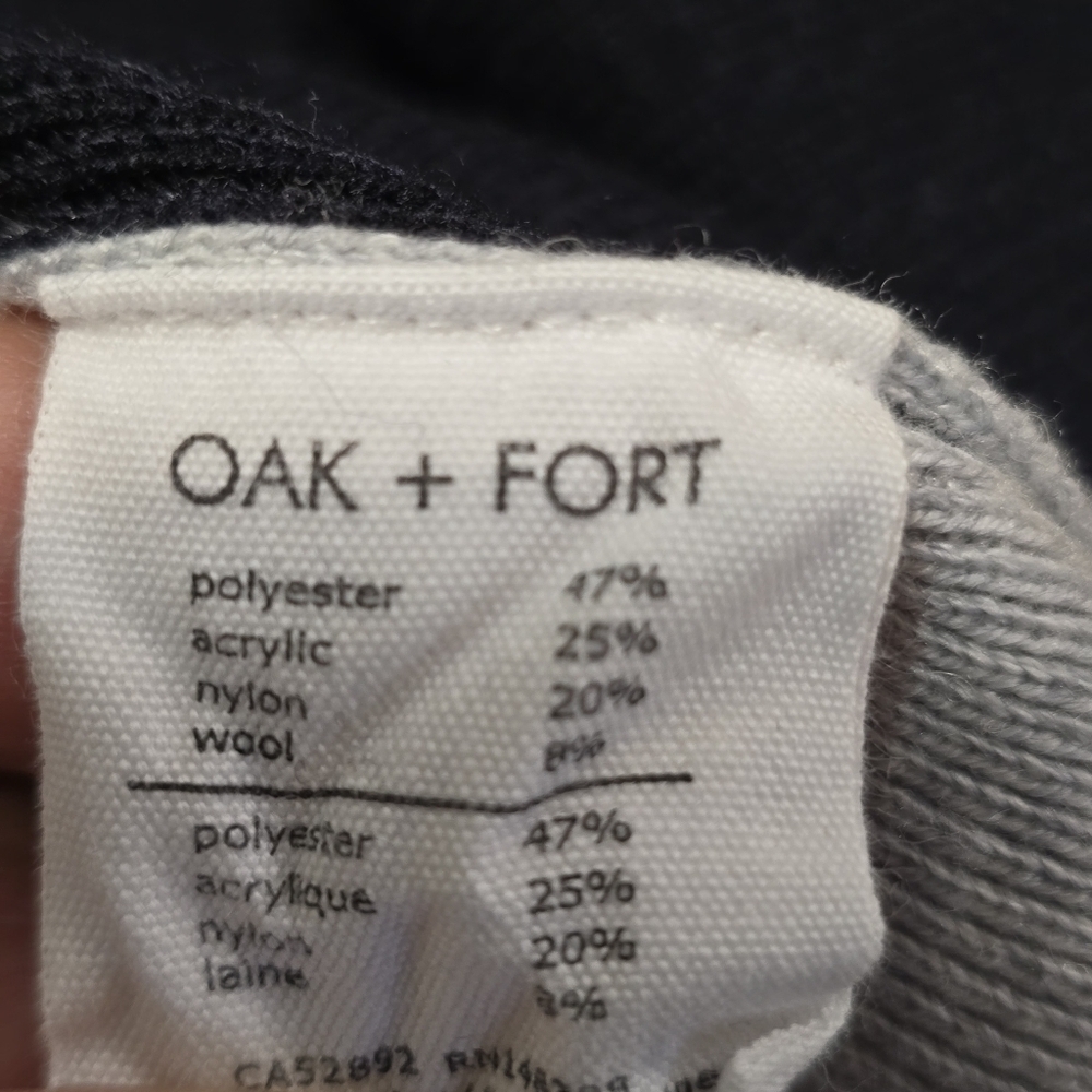 Oak + Fort Wool Blend Navy and Gray Color Block Short Sleeve Knit Top - Picture 8 of 8